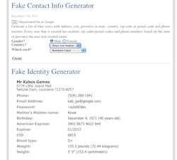 Contact Generator Screen Shot