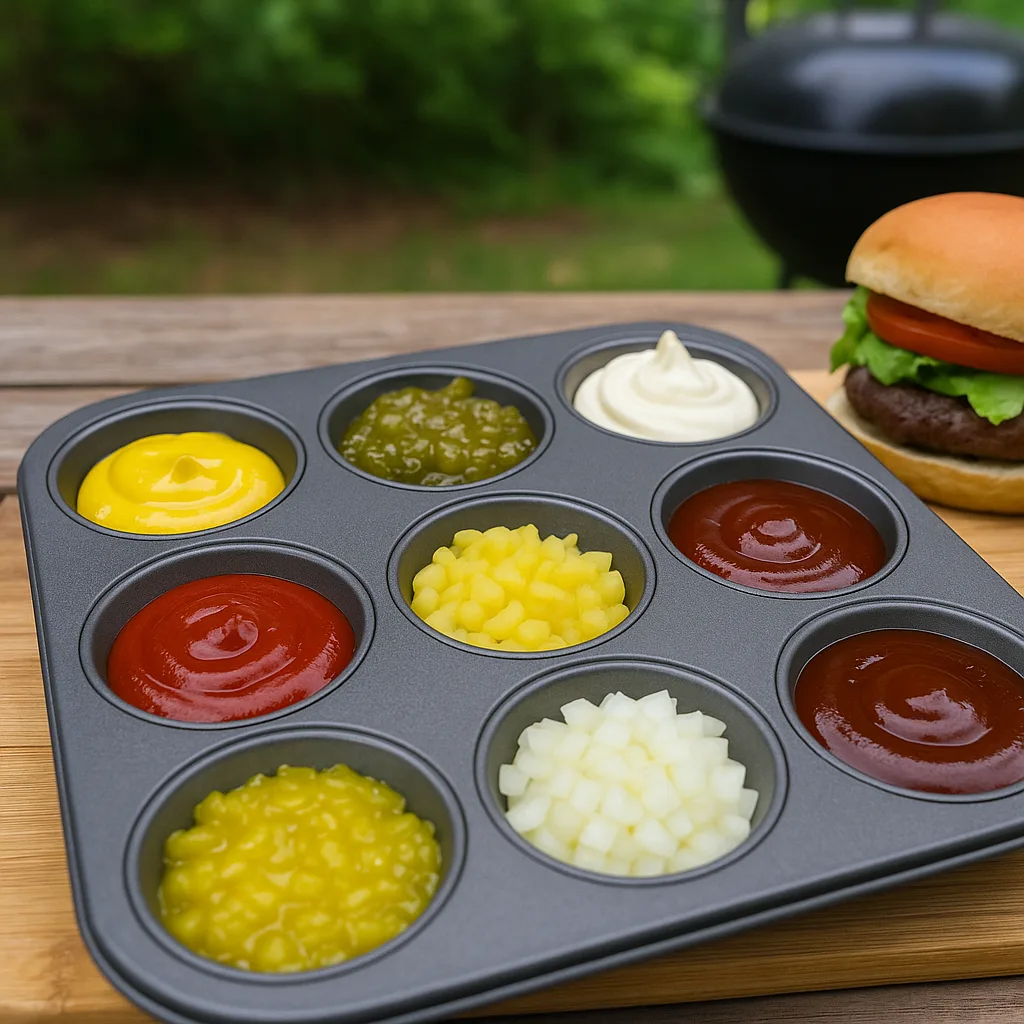 Life Hack #3 of 90: The Muffin Tin Condiment Dispenser That’ll Up Your BBQ Game